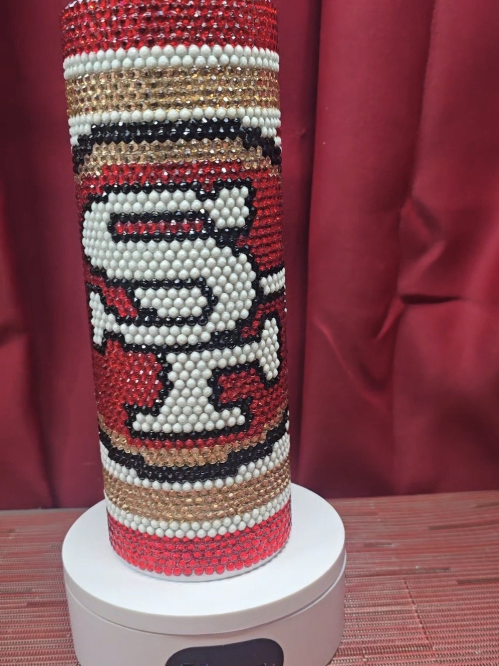 Forty Niners Rhinestone Tumbler  - Red, White, Gold And Black
